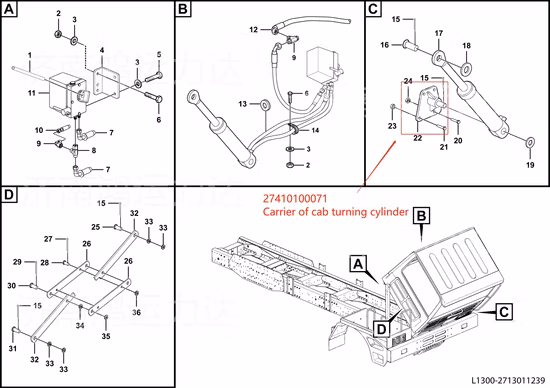 Le camion minier de Lgmg partie l'appui 27410100071 de cylindre de rotation de cabine